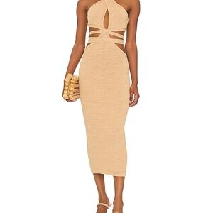 Cult Gaia Tan Backless Cutout Dress